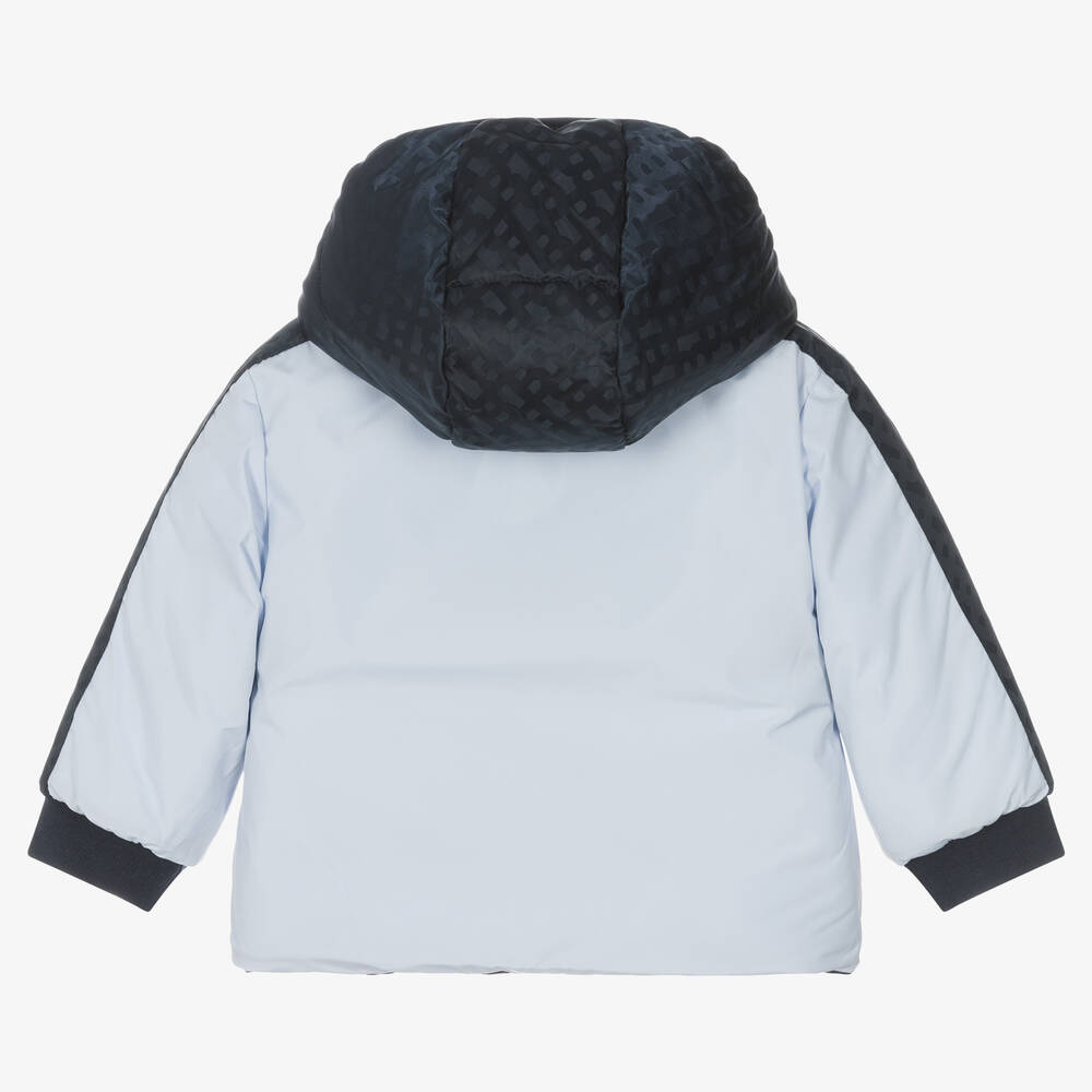 BOSS-Baby Boys Blue Reversible Puffer Jacket  | Childrensalon Outlet