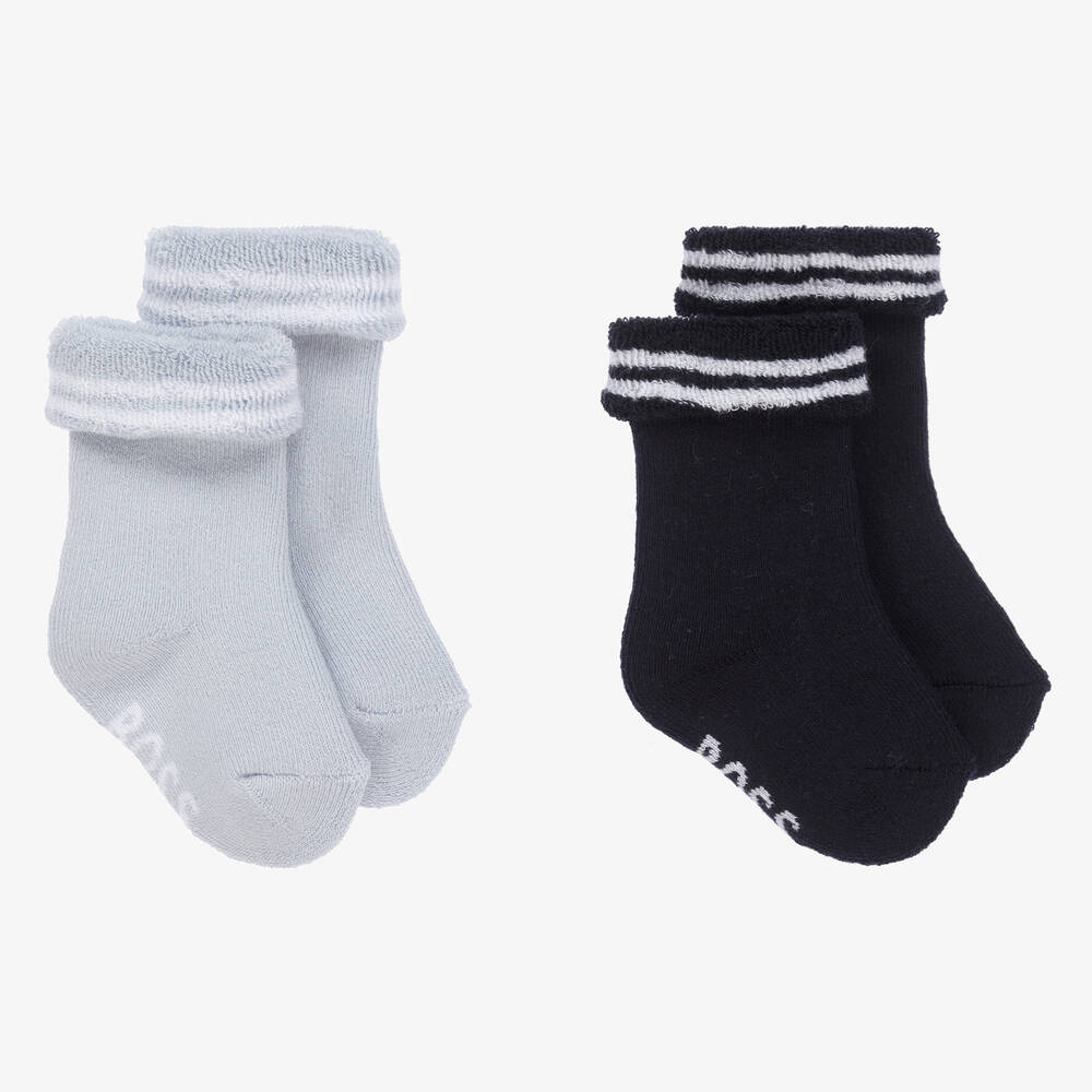 BOSS Baby Boys Blue Socks (2 Pack) Childrensalon Outlet