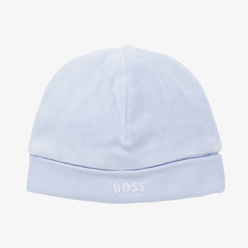 BOSS - Bonnet bleu en velours bébé | Childrensalon