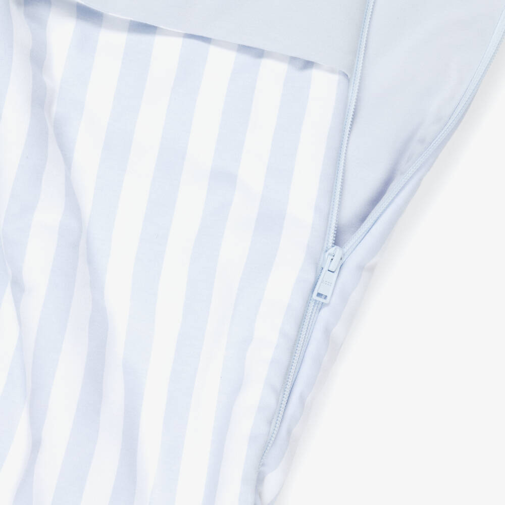 BOSS-Baby Boys Blue & White Stripe Cotton Logo Nest (81cm) | Childrensalon Outlet