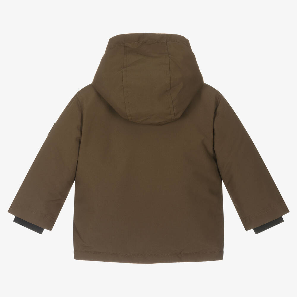 BOSS-Baby Boys Brown Hooded Coat | Childrensalon Outlet