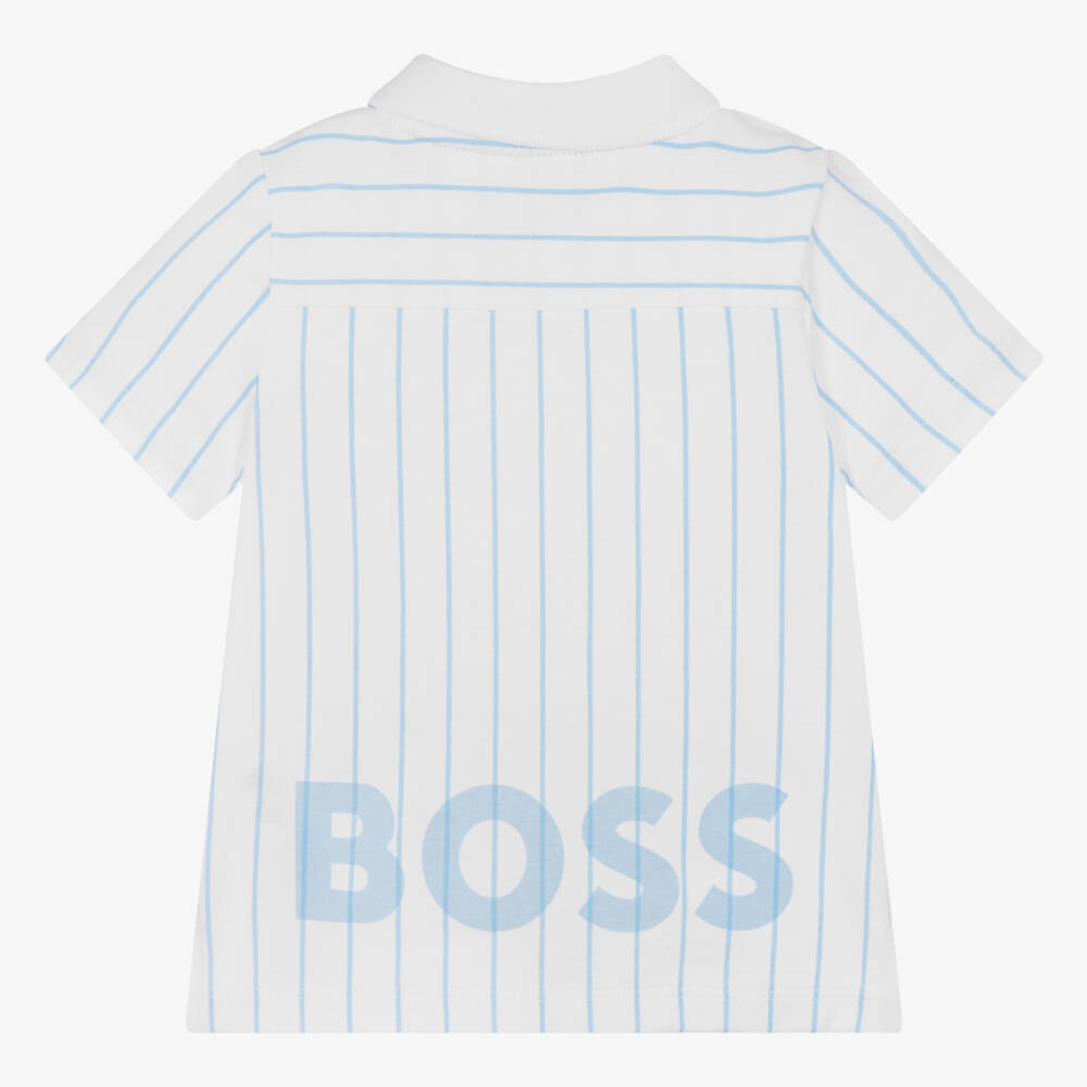 BOSS-Baby Boys Cotton Polo Shirt With Striped Back | Childrensalon Outlet