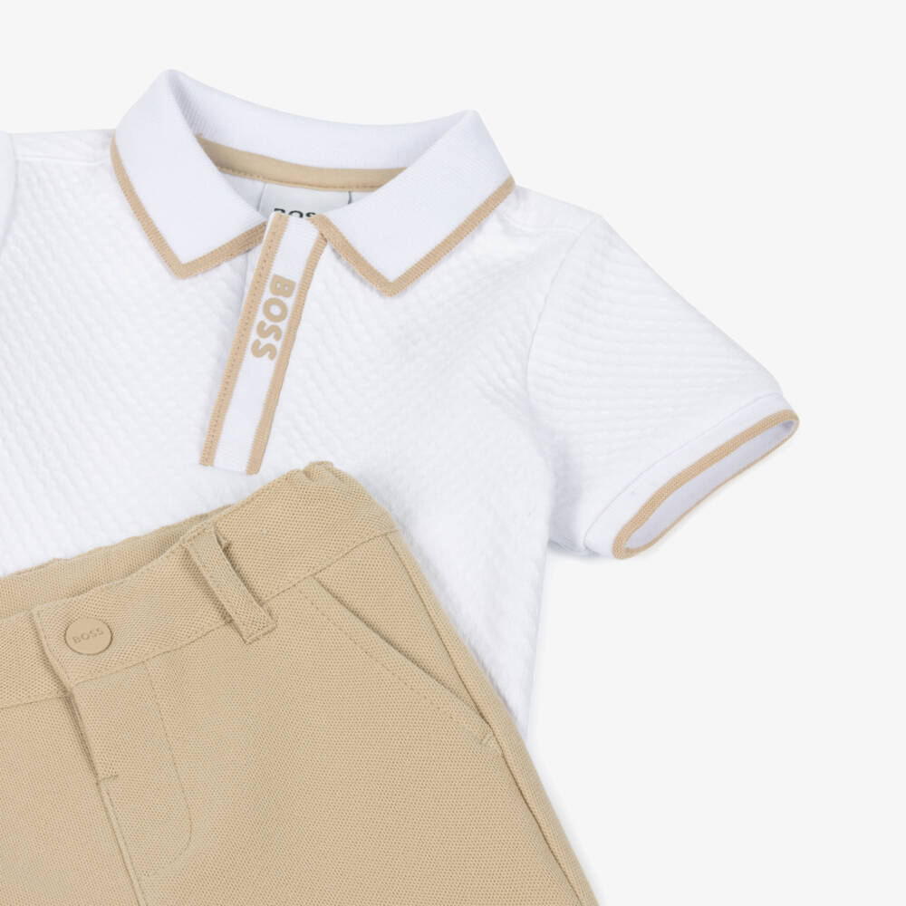 BOSS-Baby Boys Cotton Polo & Shorts Ensemble | Childrensalon Outlet