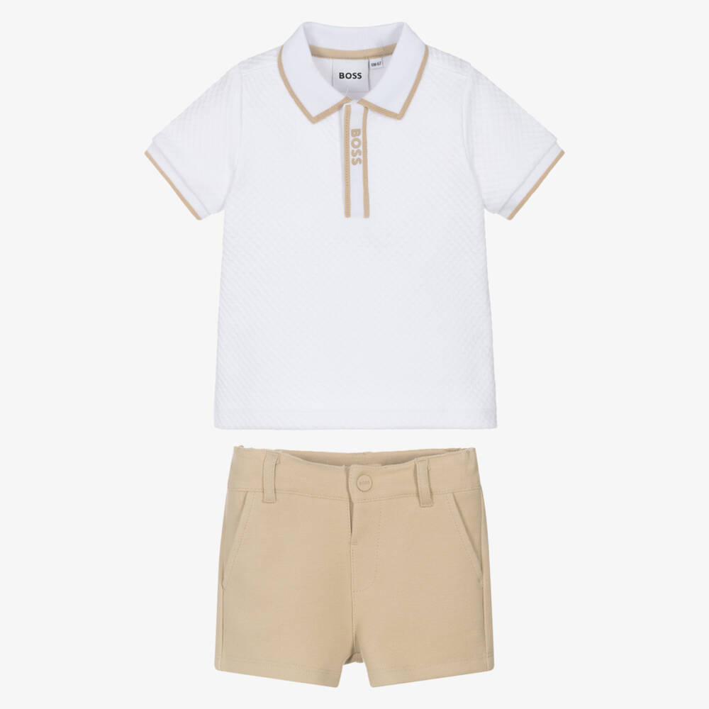 BOSS-Baby Boys Cotton Polo & Shorts Ensemble | Childrensalon Outlet