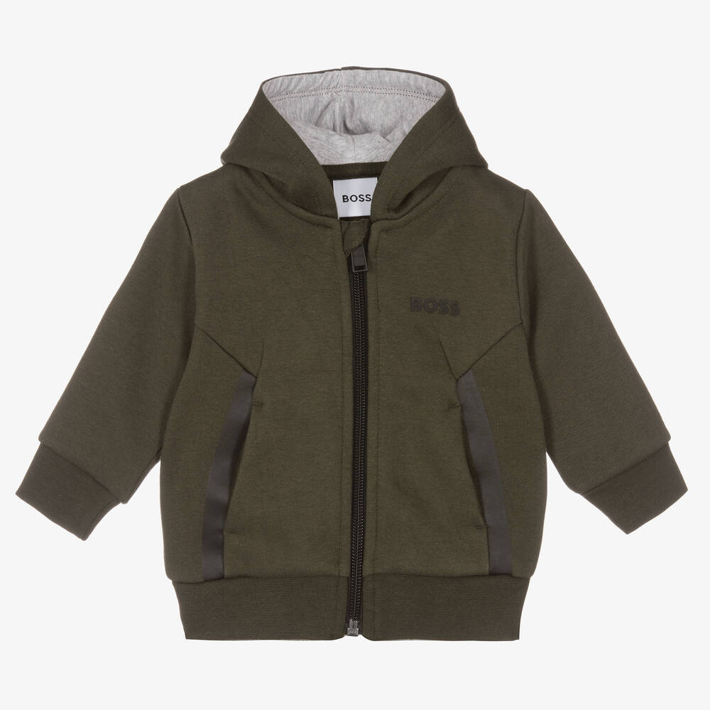 BOSS -  Baby Boys Green Zip-Up Top | Childrensalon