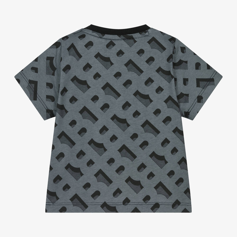 BOSS-Baby Boys Grey Cotton Monogram T-Shirt | Childrensalon Outlet
