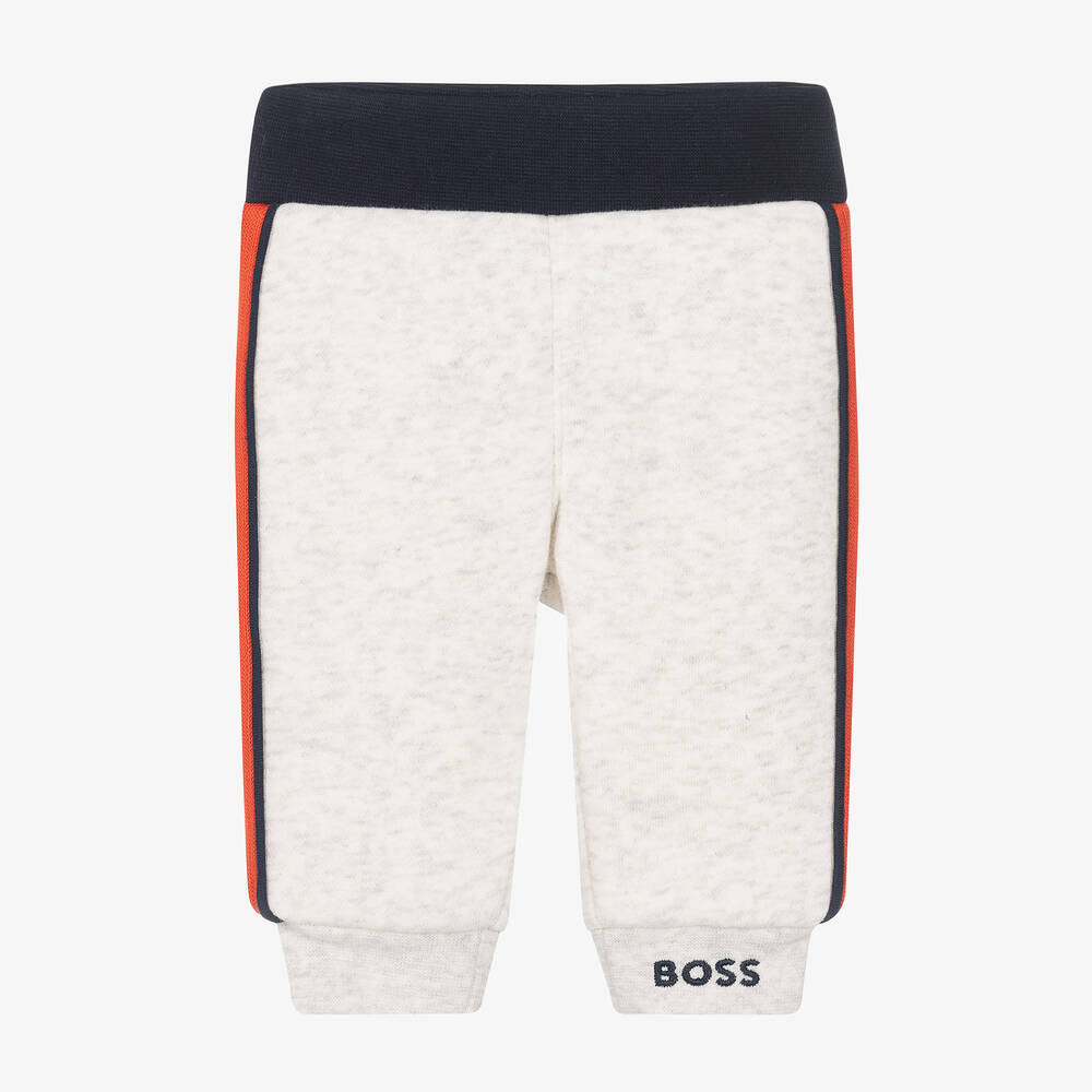 BOSS - Jogging gris chiné en jersey de coton bébé garçon | Childrensalon