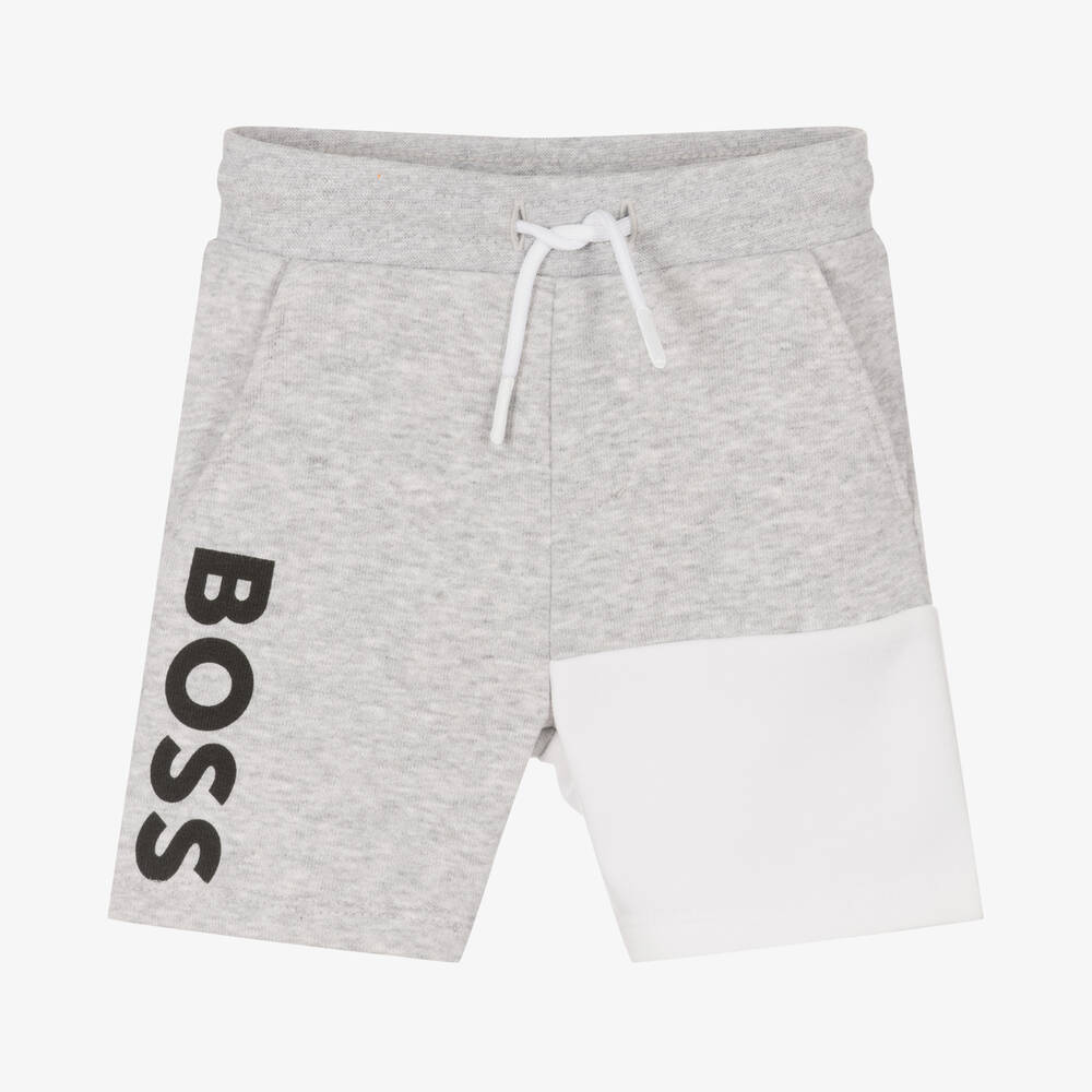 BOSS - Baby Boys Grey Logo Jersey Shorts | Childrensalon