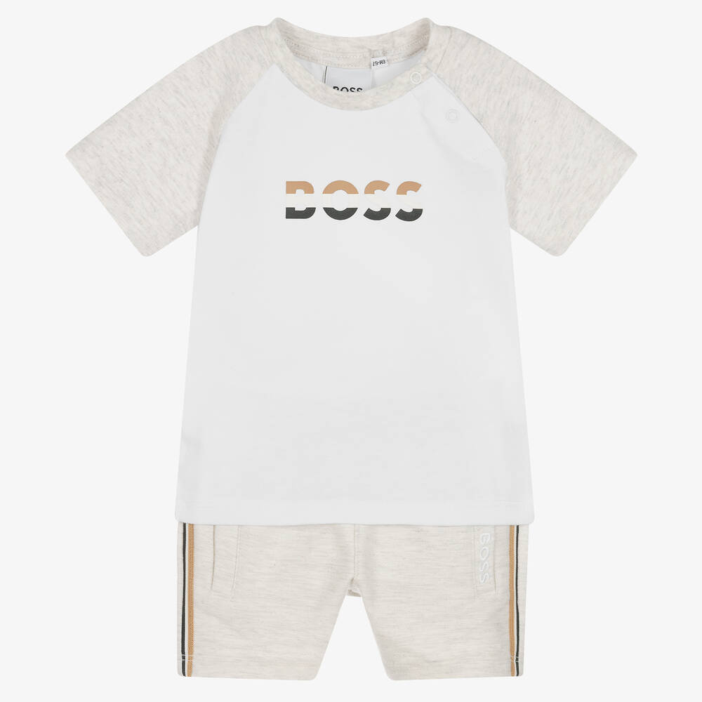 BOSS - Ensemble short gris et blanc bébé | Childrensalon