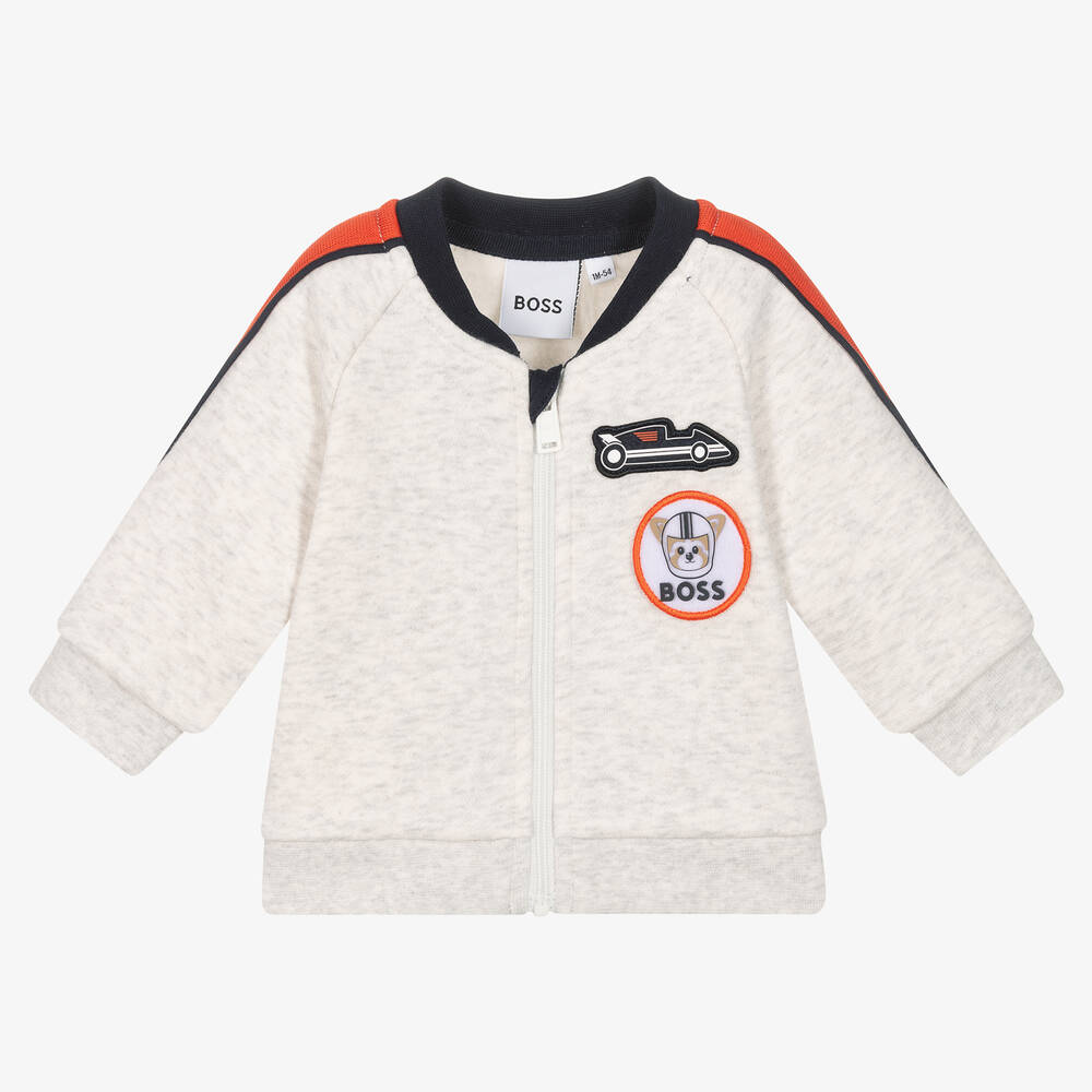 BOSS - Baby Boys Grey Zip-Up Top | Childrensalon