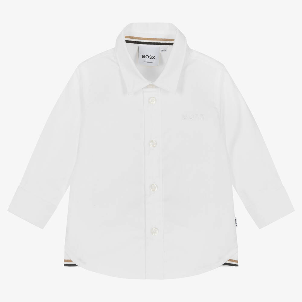 BOSS - Baby Boys Ivory Oxford Cotton Shirt | Childrensalon