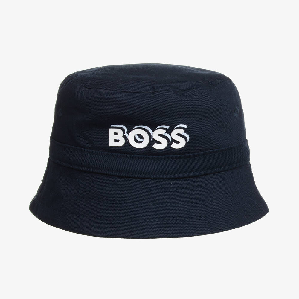 BOSS-Baby Boys Navy Blue Cotton Bucket Hat | Childrensalon Outlet