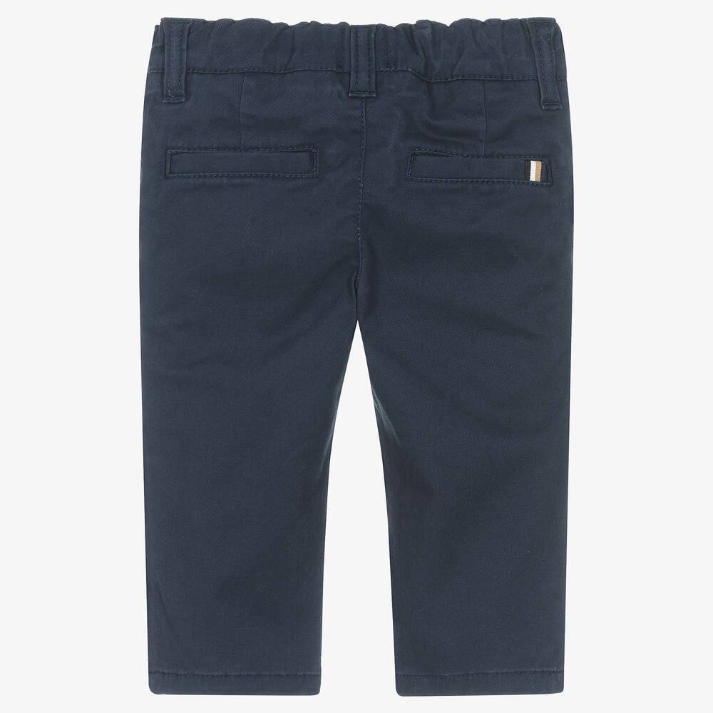 BOSS Baby Boys Navy Blue Cotton Chino Trousers