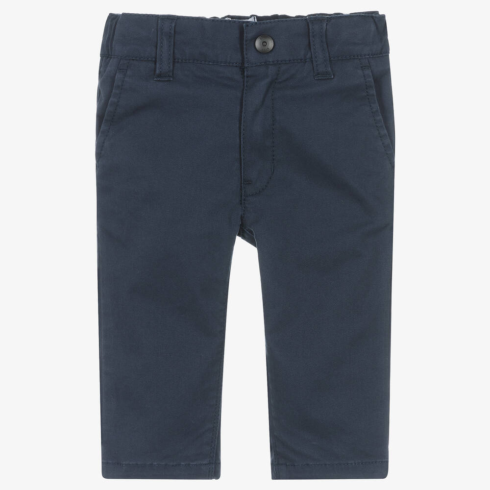 BOSS - Baby Boys Navy Blue Cotton Chino Trousers | Childrensalon