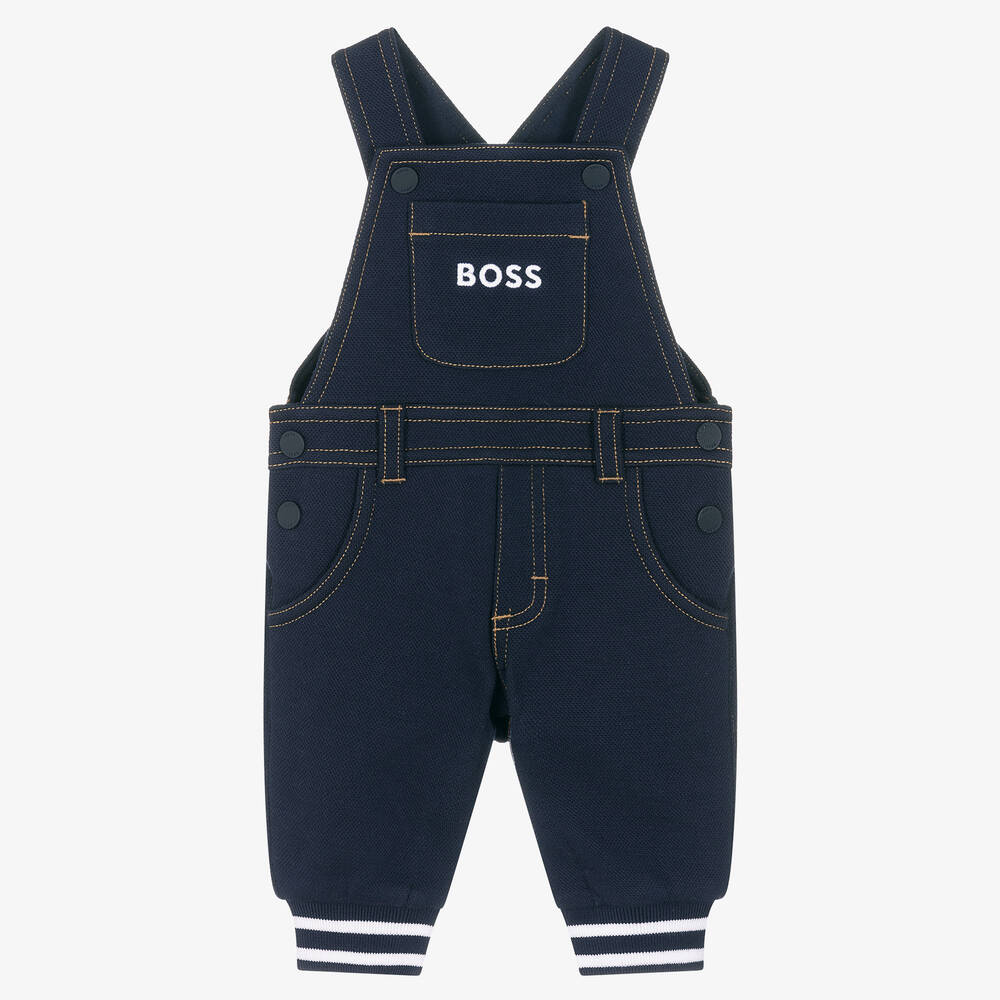 Baby Boys Navy Blue Cotton Dungarees