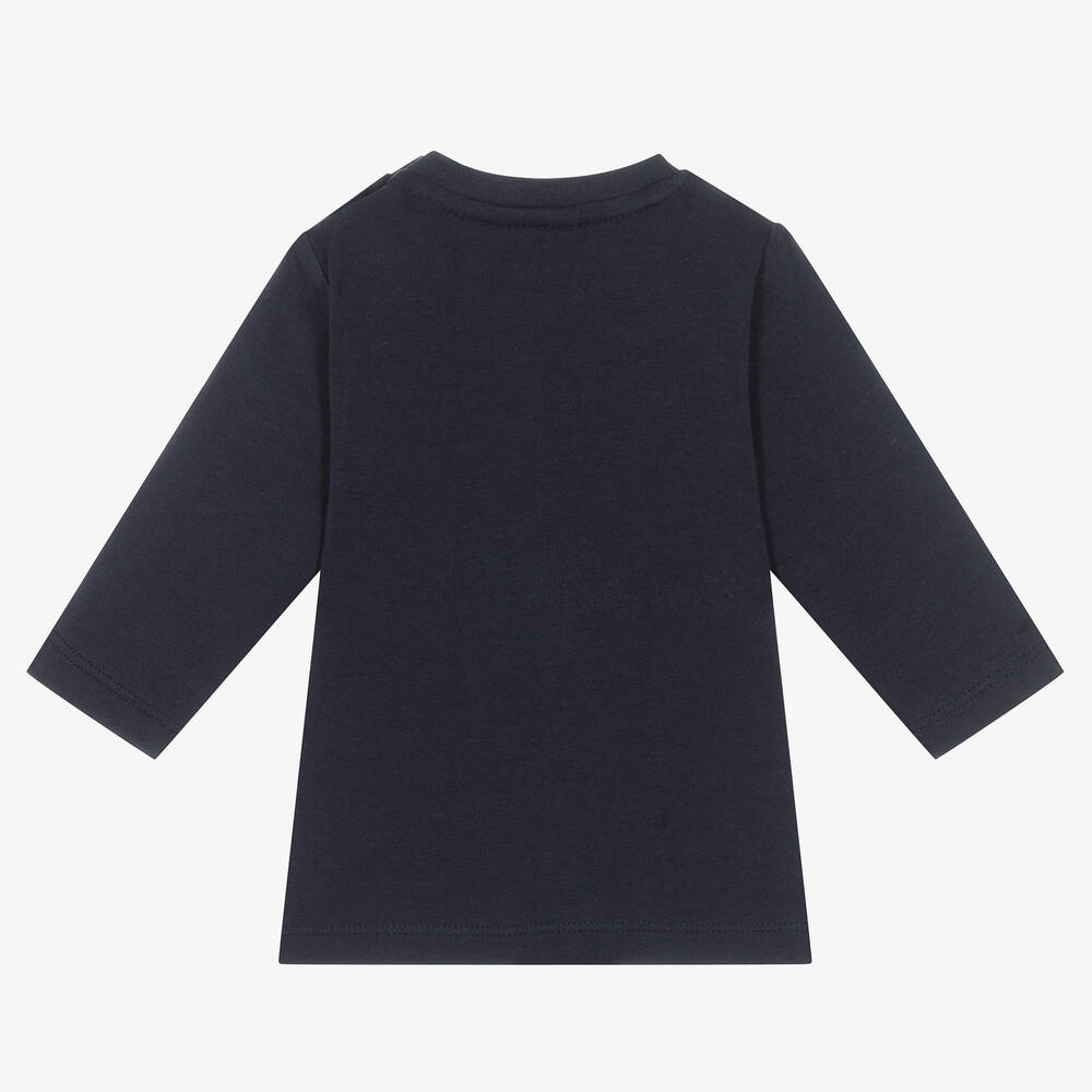 BOSS-Синий топ из хлопкового джерси | Childrensalon Outlet