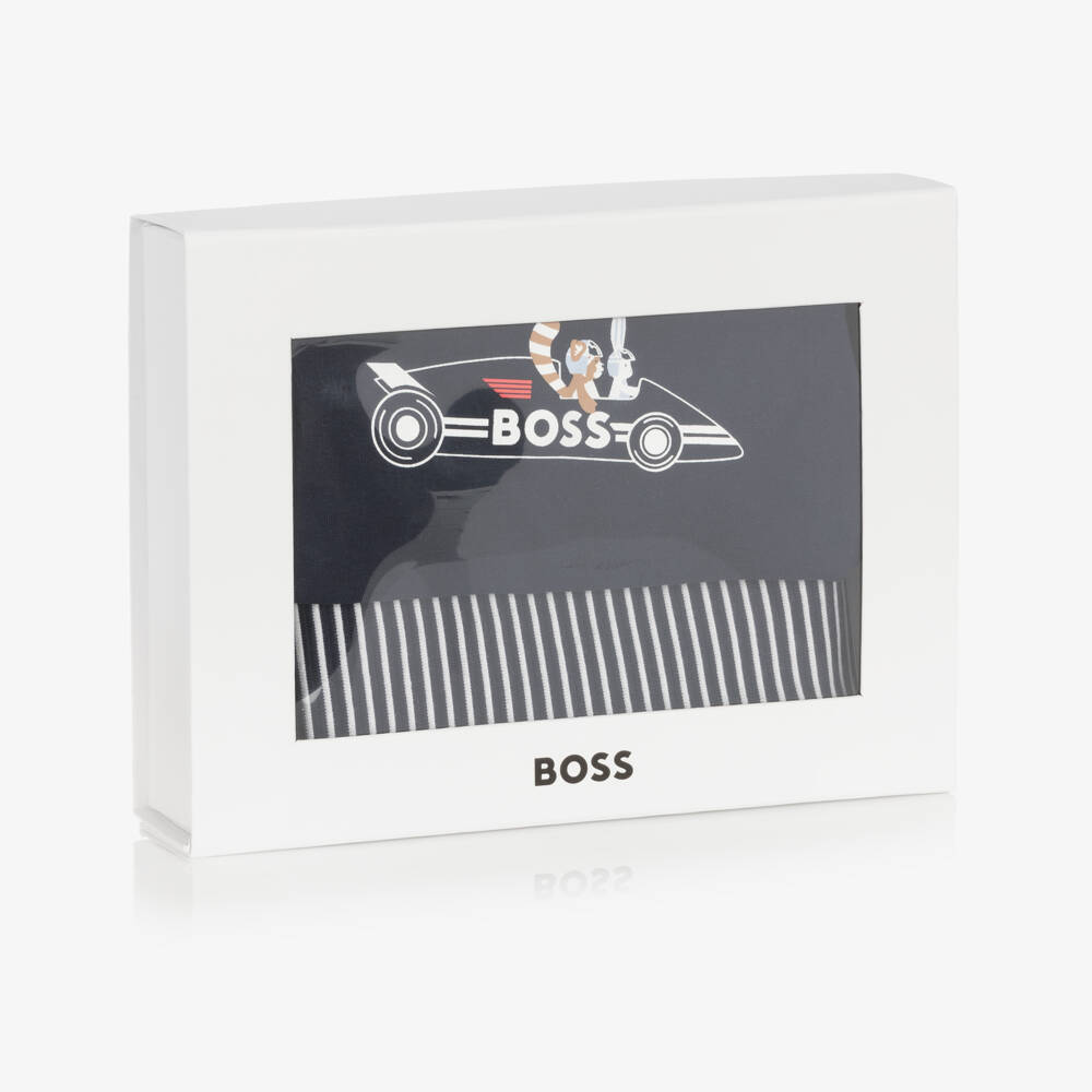 BOSS-Baby Boys Navy Blue Cotton Trouser Set | Childrensalon Outlet