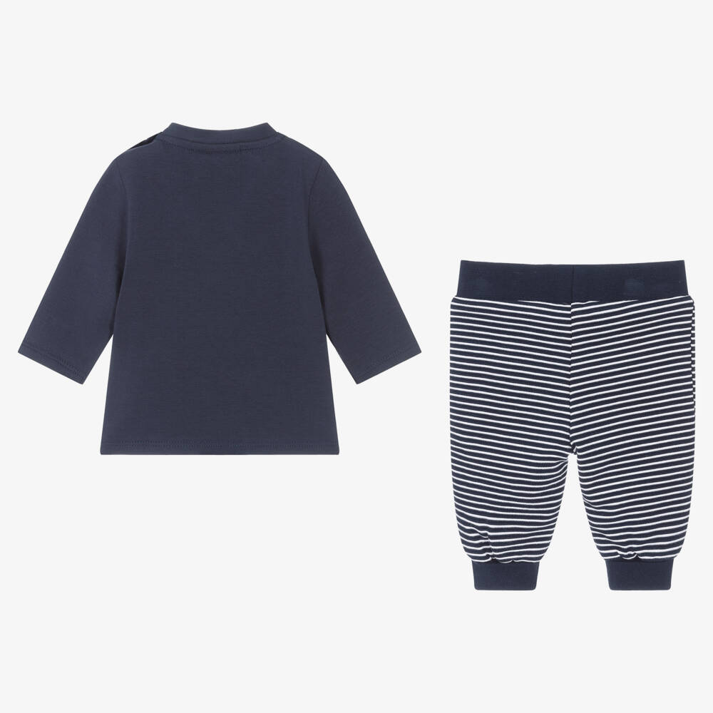 BOSS-Baby Boys Navy Blue Cotton Trouser Set | Childrensalon Outlet