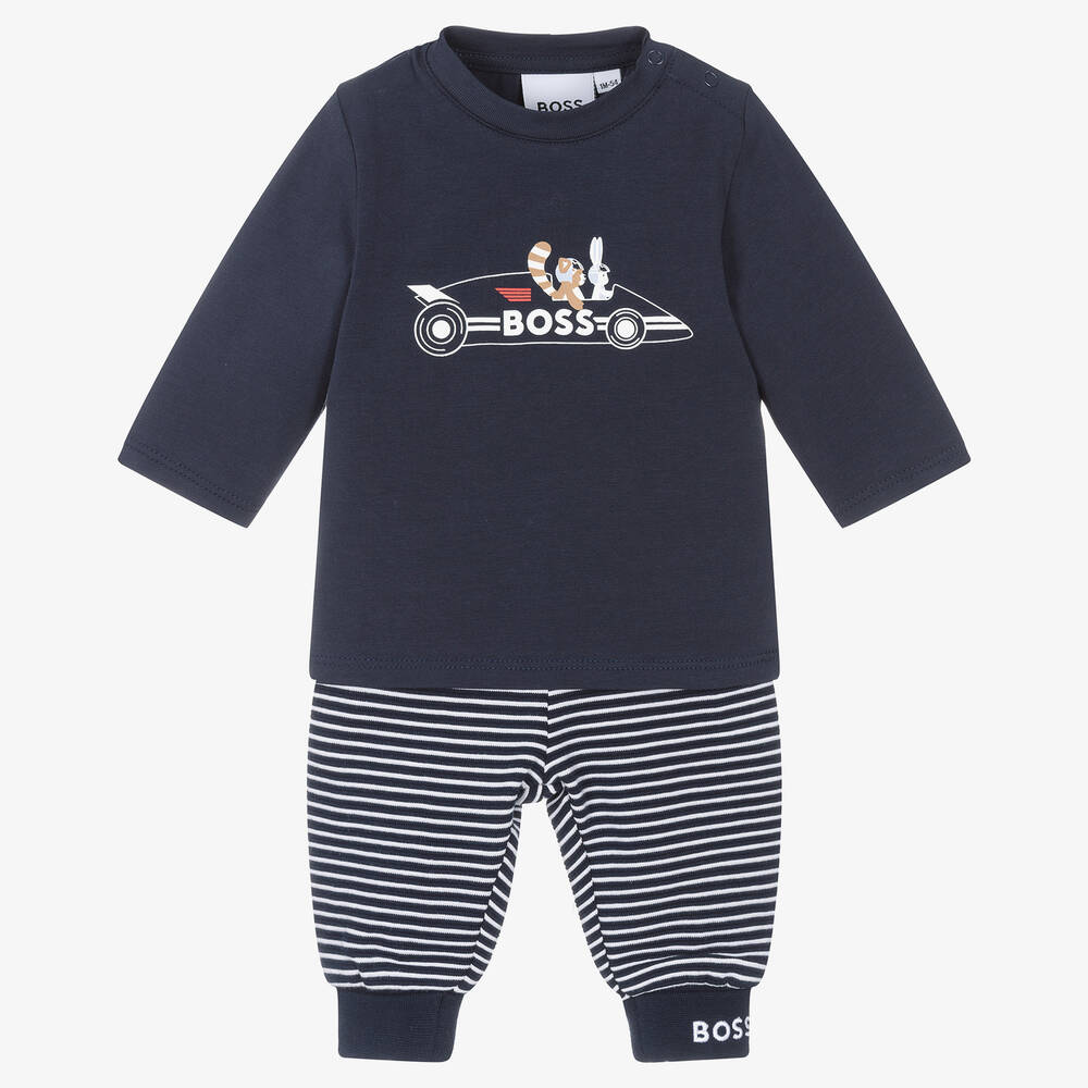 BOSS - Navyblaues Baumwollhosen-Set | Childrensalon