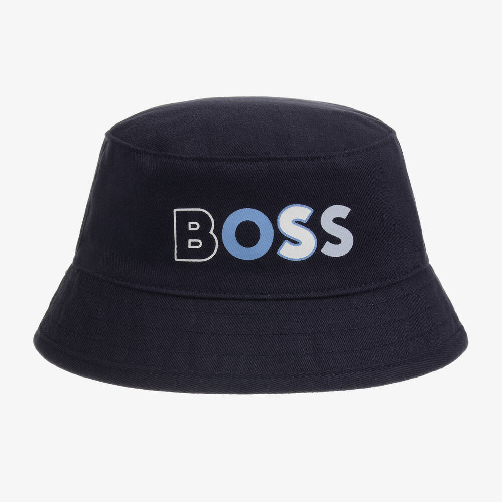 BOSS - Baby Boys Navy Blue Logo Bucket Hat | Childrensalon