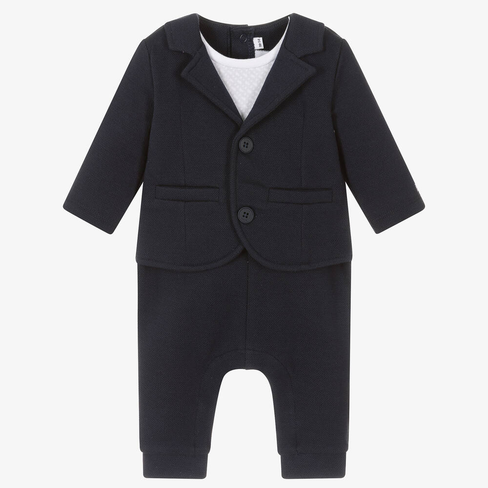 BOSS Baby Boys Navy Blue Suit Romper Childrensalon Outlet