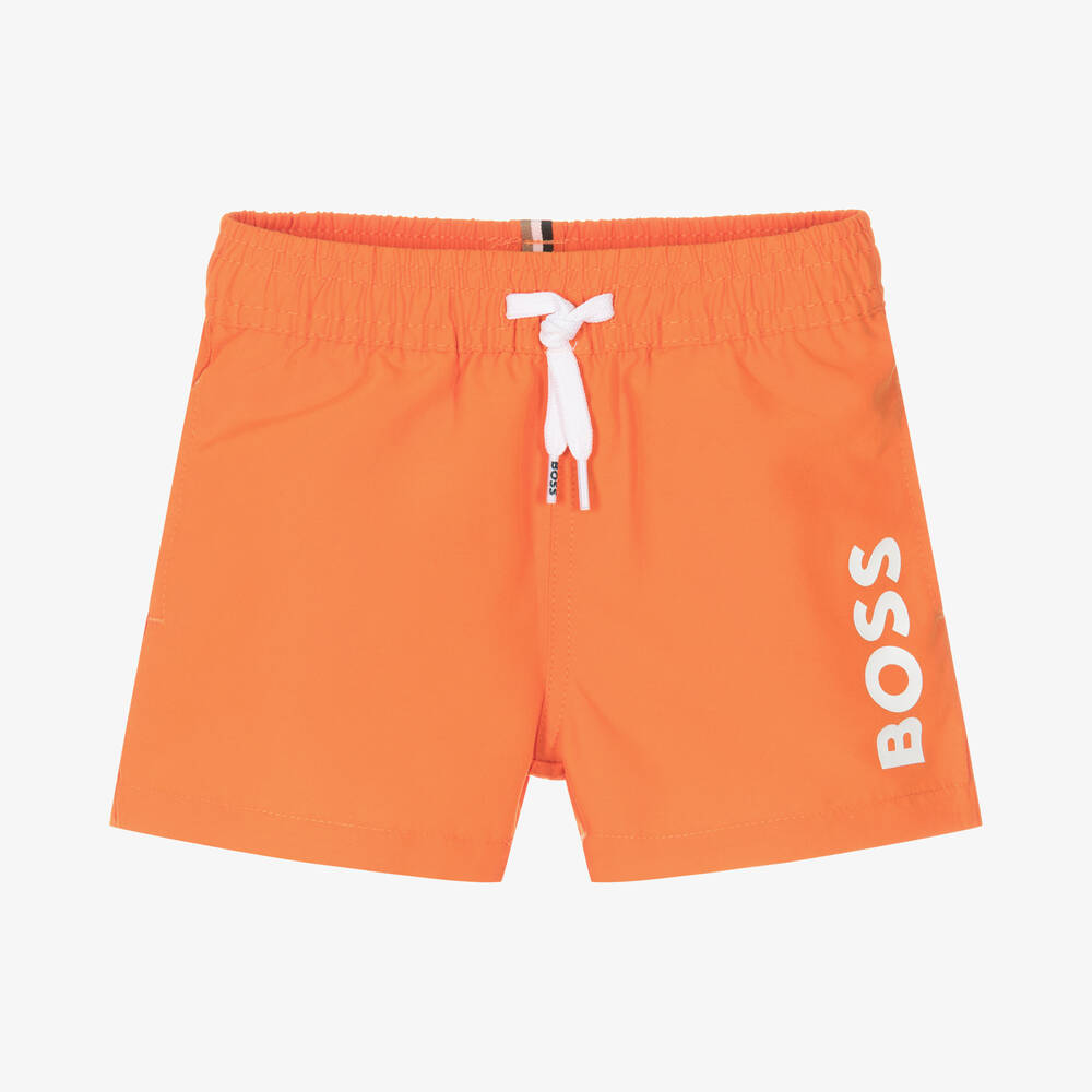 BOSS - Baby Boys Orange Logo Swim Shorts | Childrensalon