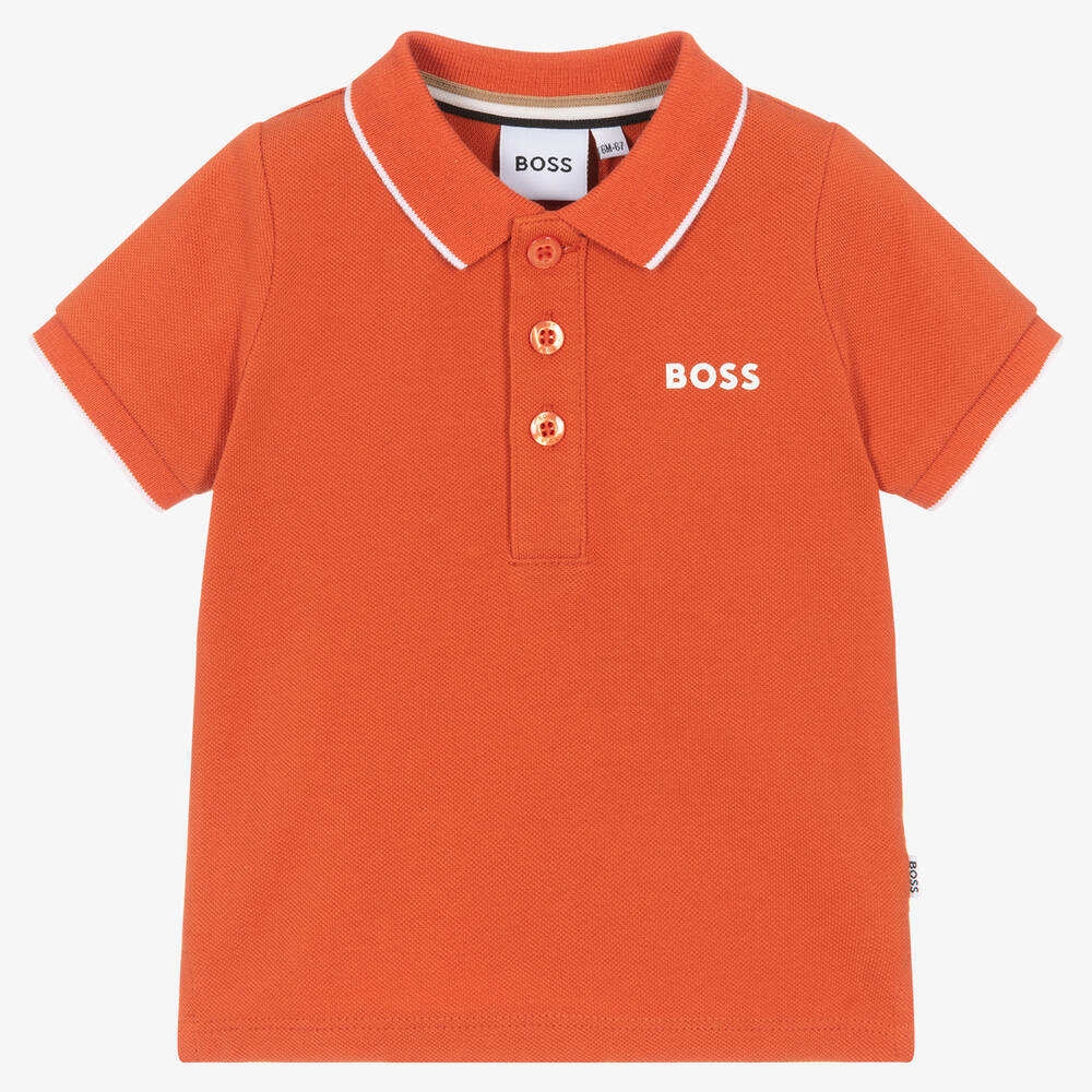 BOSS - Baby Boys Orange Polo Shirt | Childrensalon