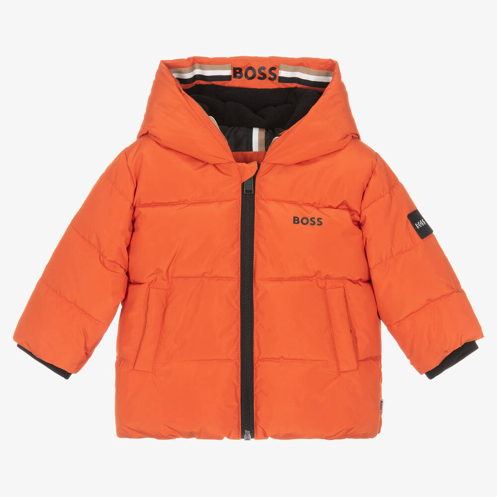 BOSS - Baby Boys Orange Puffer Jacket | Childrensalon