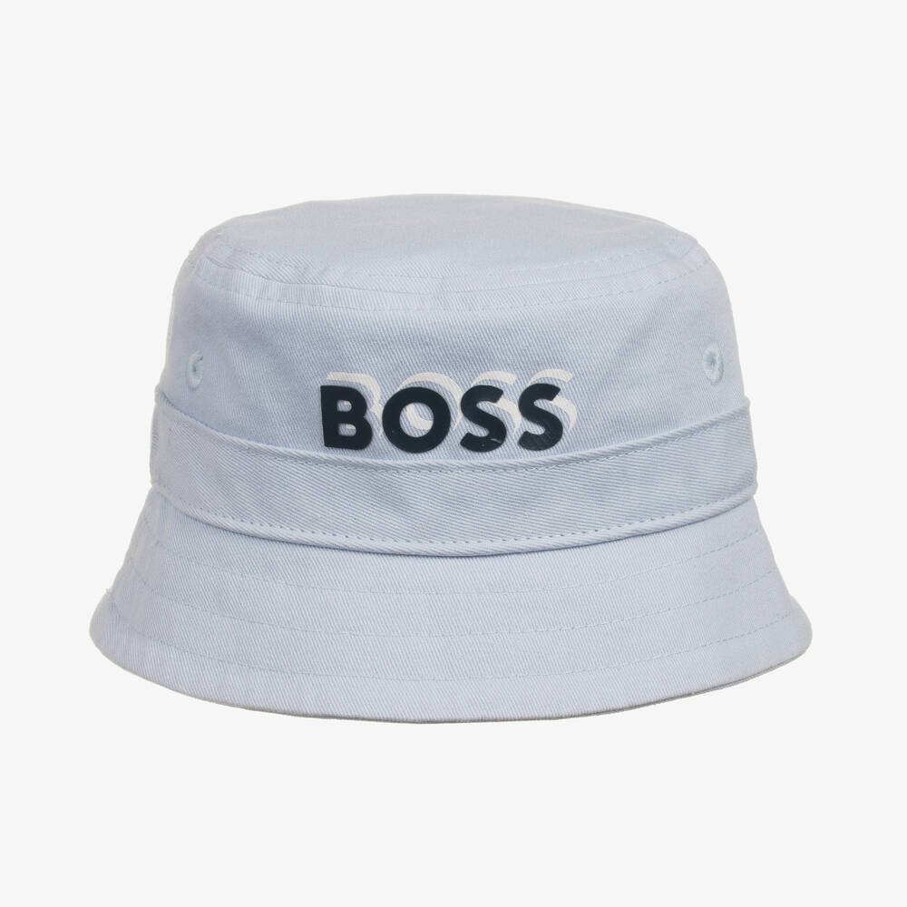 BOSS-Baby Boys Pale Blue Cotton Bucket Hat | Childrensalon Outlet