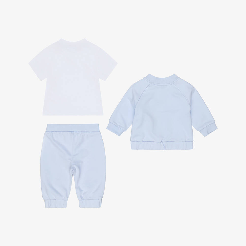 BOSS-Baby Boys Pale Blue Cotton Double B Tracksuit Set | Childrensalon Outlet