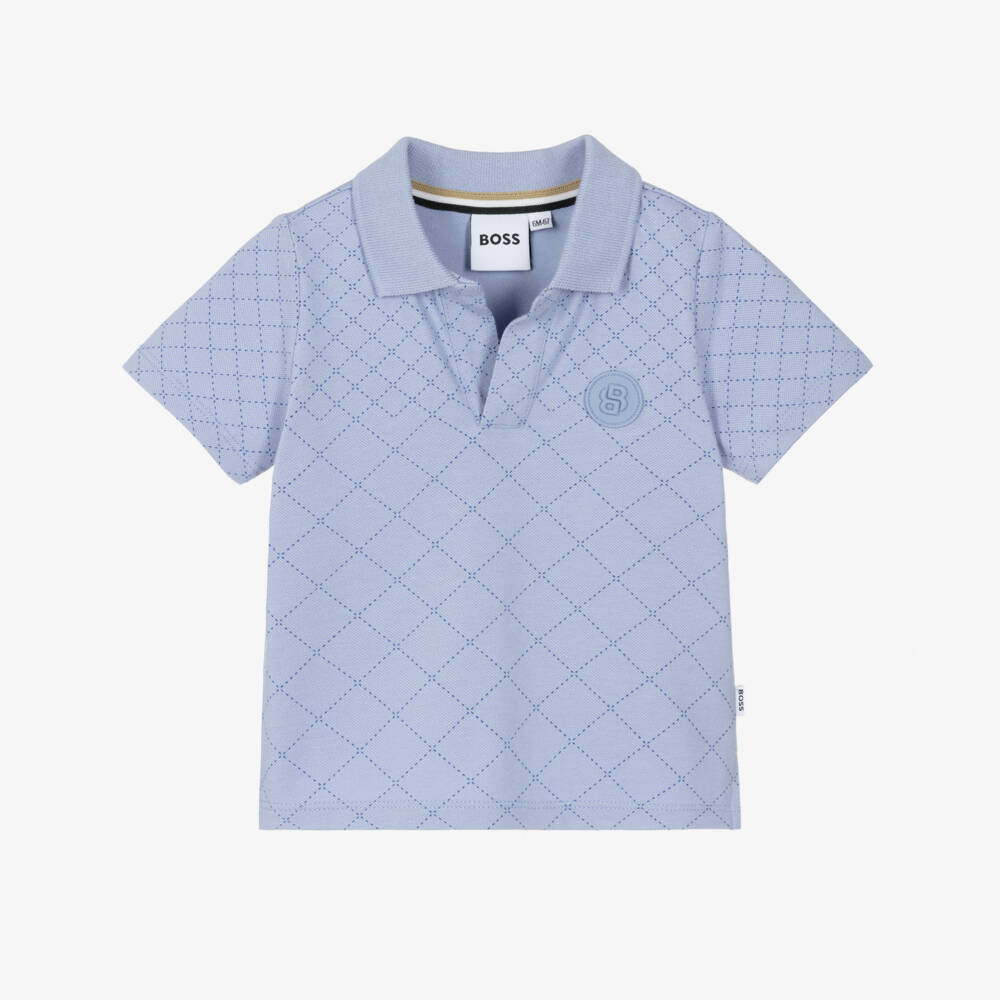 BOSS-Baby Boys Pale Blue Cotton Polo Shirt | Childrensalon Outlet