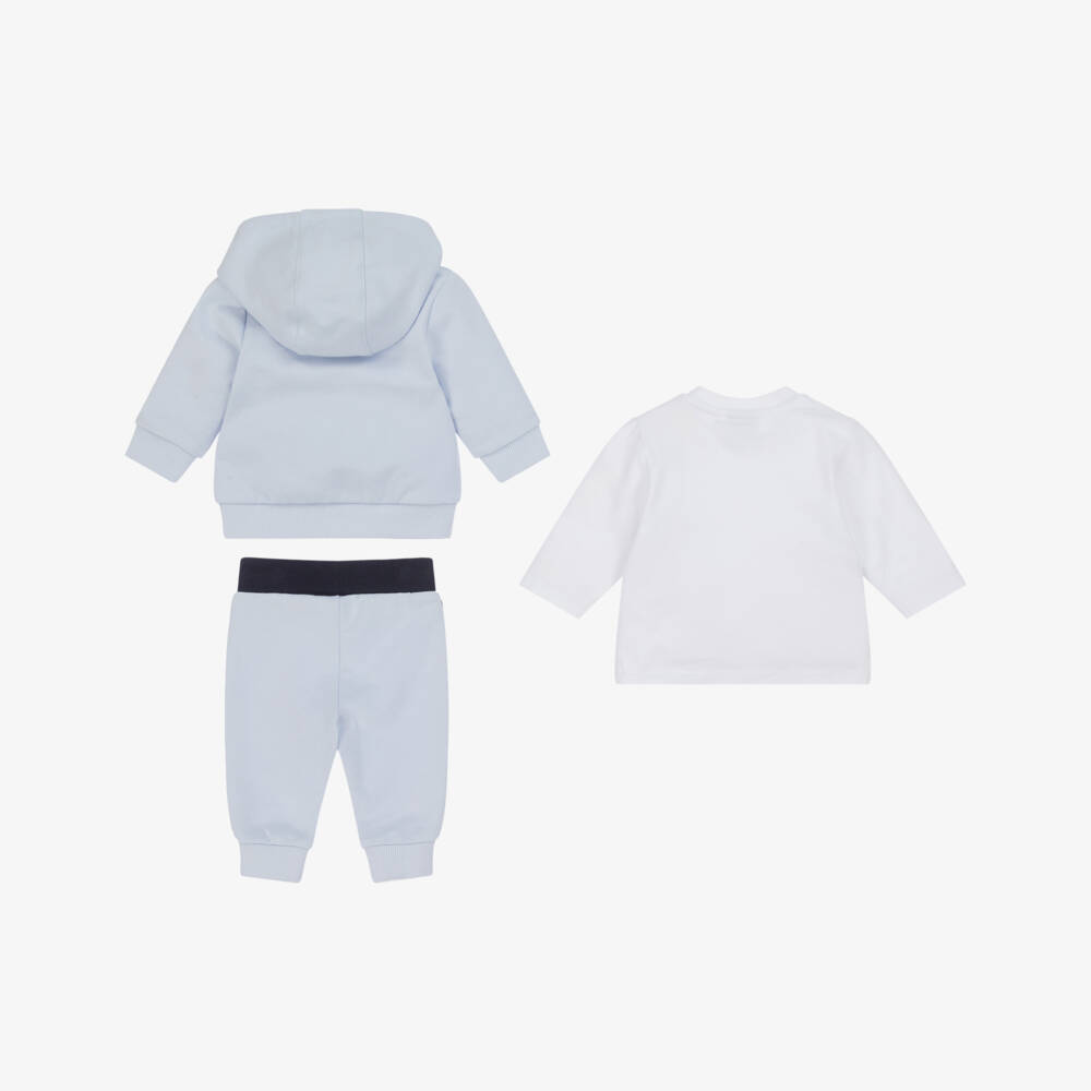 BOSS-Baby Boys Pale Blue Cotton Tracksuit Set | Childrensalon Outlet
