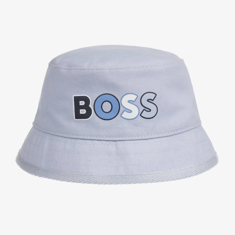 BOSS - Baby Boys Pale Blue Logo Bucket Hat | Childrensalon
