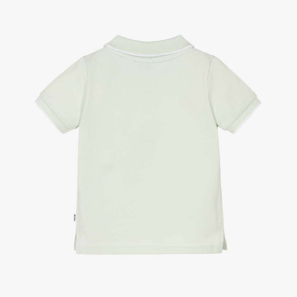 BOSS-Baby Boys Pale Green Cotton Polo Shirt | Childrensalon Outlet