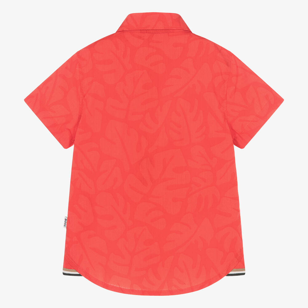 BOSS-Baby Boys Red Cotton Shirt | Childrensalon Outlet