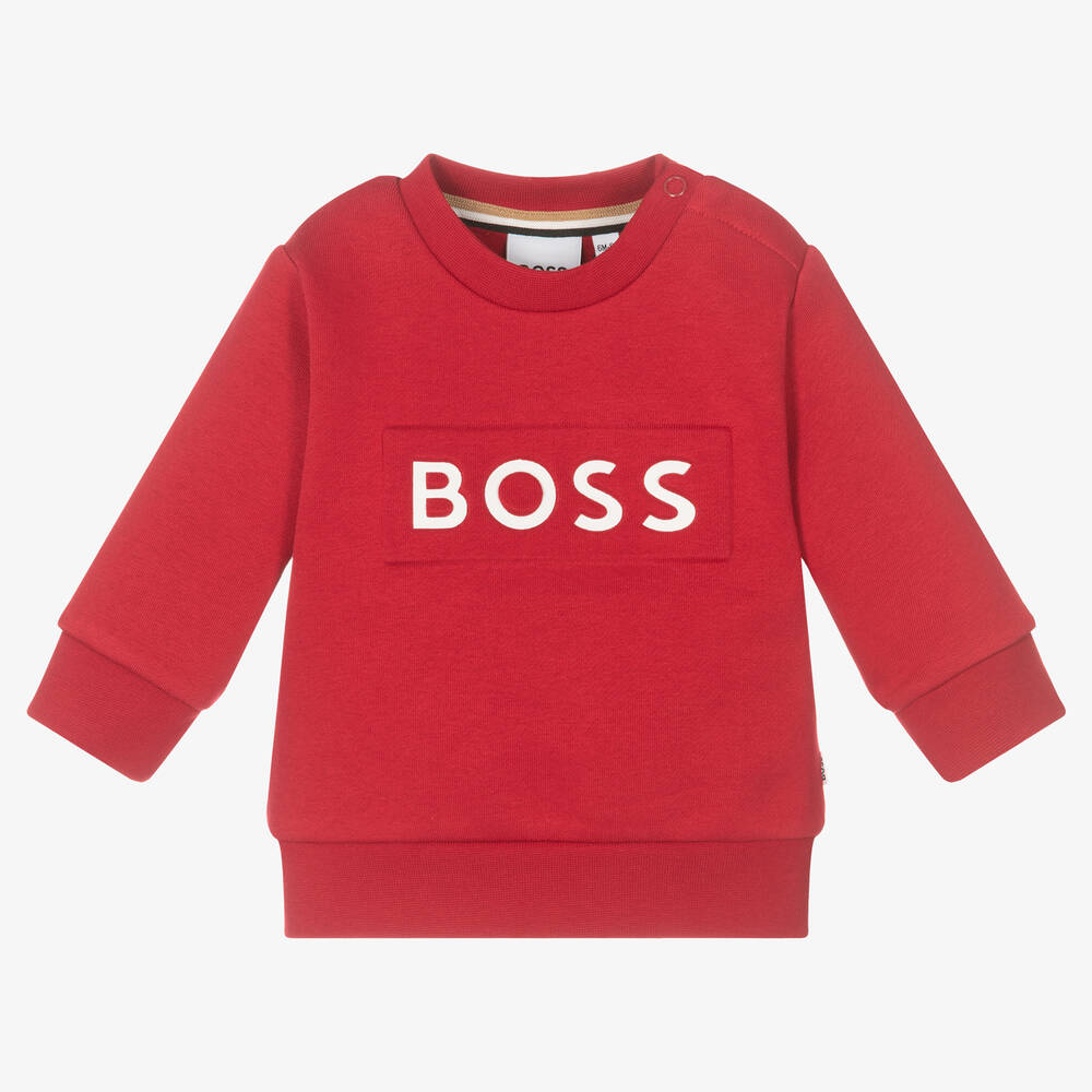 BOSS - Baby Boys Red Sweatshirt | Childrensalon
