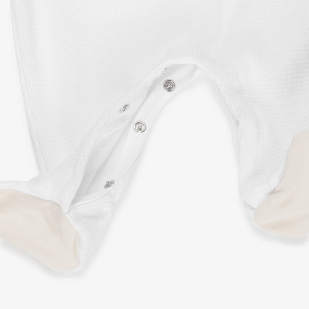 BOSS-Baby Boys White & Beige Cotton Polo Babygrow | Childrensalon Outlet