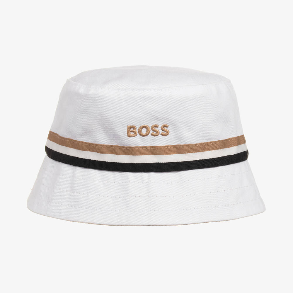 White bucket hat baby boy top