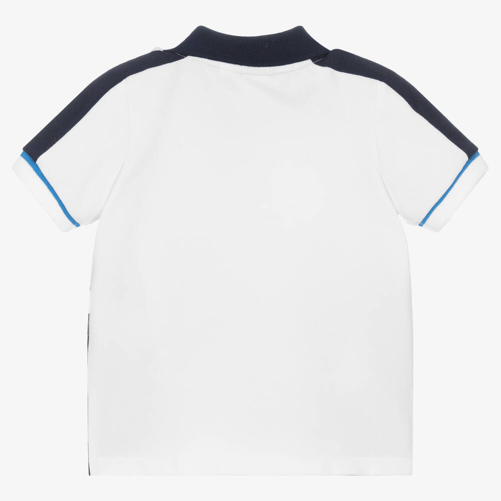 BOSS-Бело-синяя рубашка поло для малышей | Childrensalon Outlet