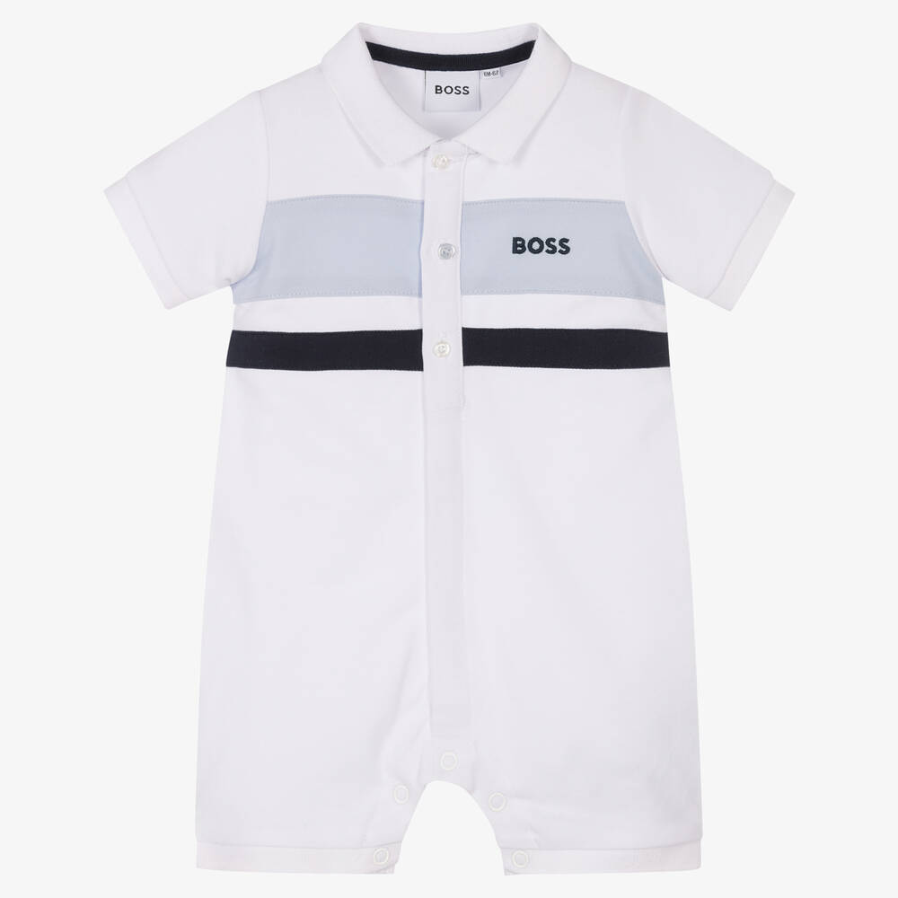 BOSS - Barboteuse coton blanc bébé garçon | Childrensalon