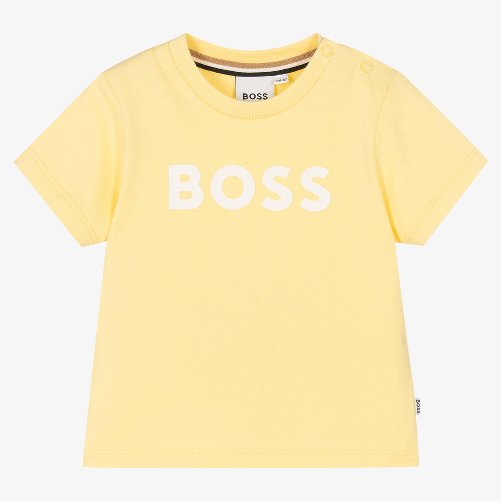 BOSS - T-shirt jaune en coton bébé garçon | Childrensalon