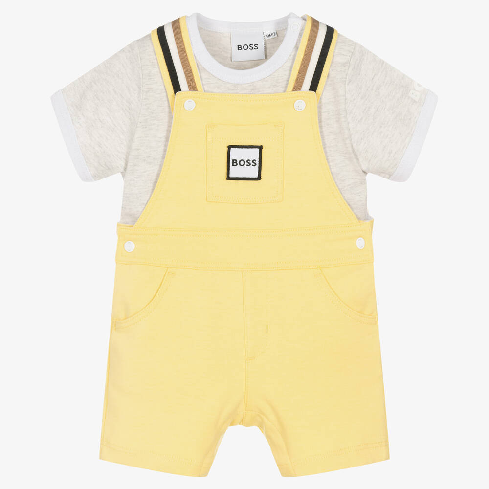 BOSS - Ensemble salopette courte jaune | Childrensalon