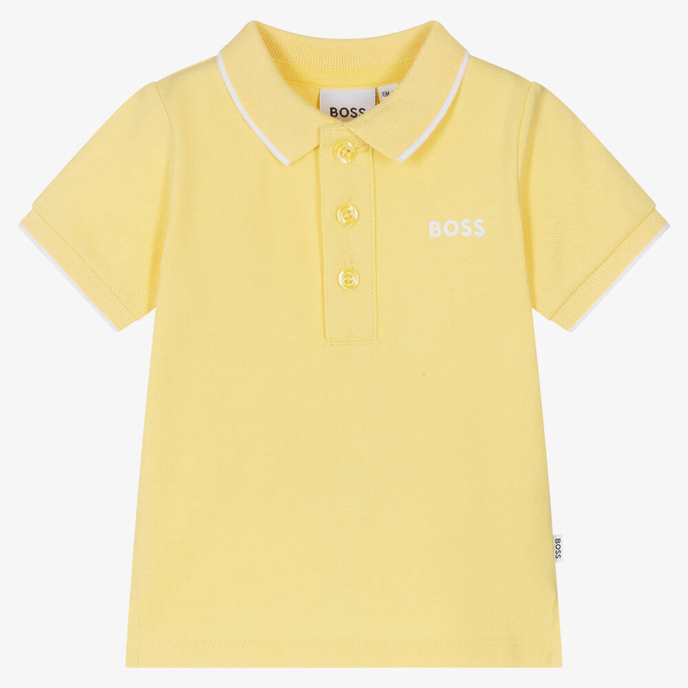 BOSS-Baby Boys Yellow Logo Polo Shirt | Childrensalon Outlet