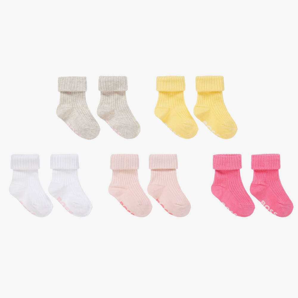 BOSS - Baby Girls Cotton Socks (5 Pack) | Childrensalon
