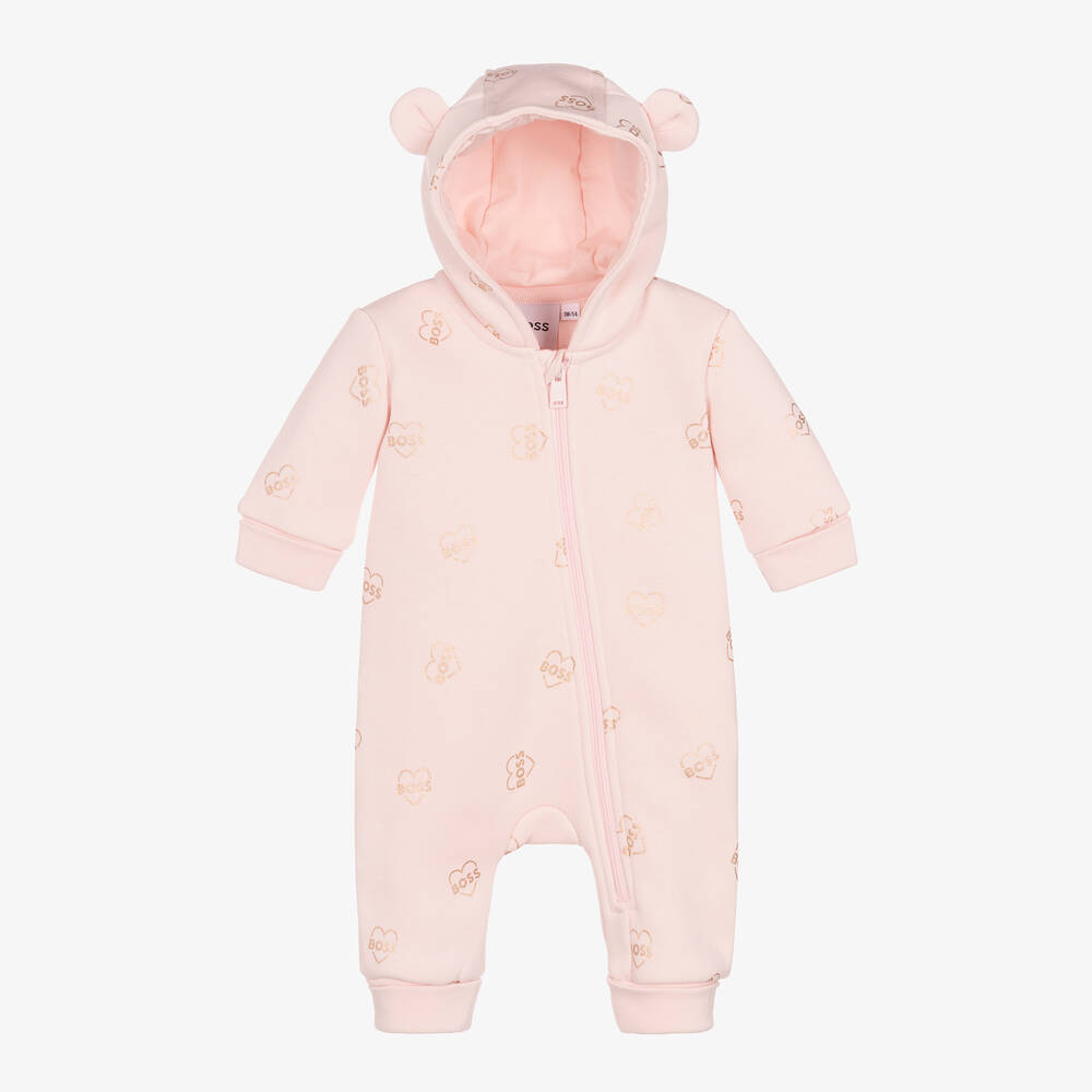 BOSS - Combipilote rose en coton bébé fille | Childrensalon