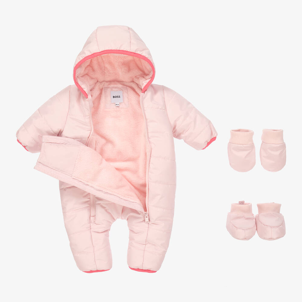 BOSS-Розовый зимний комбинезон для малышек | Childrensalon Outlet