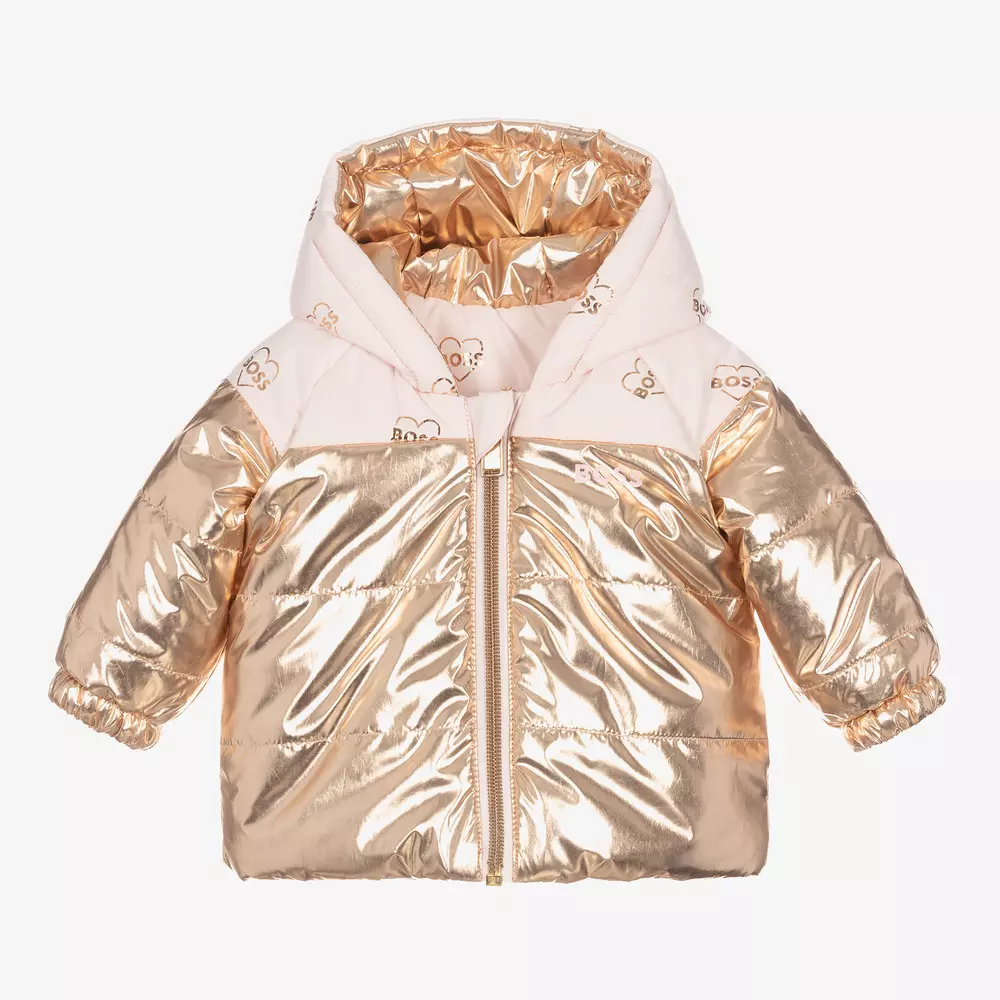بوس-معطف بوجهين أطفال بناتى لون زهري وروز ذهبي | Childrensalon Outlet