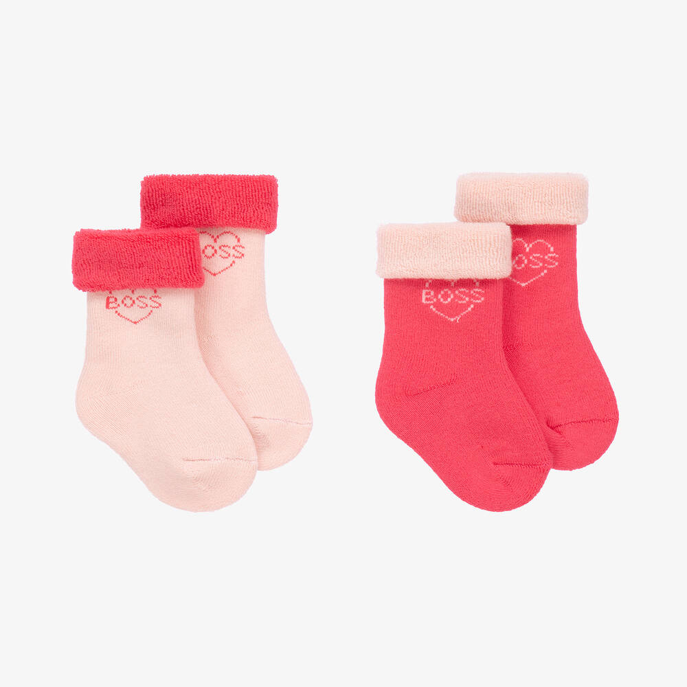 BOSS - Baby Girls Pink Socks (2 Pack) | Childrensalon