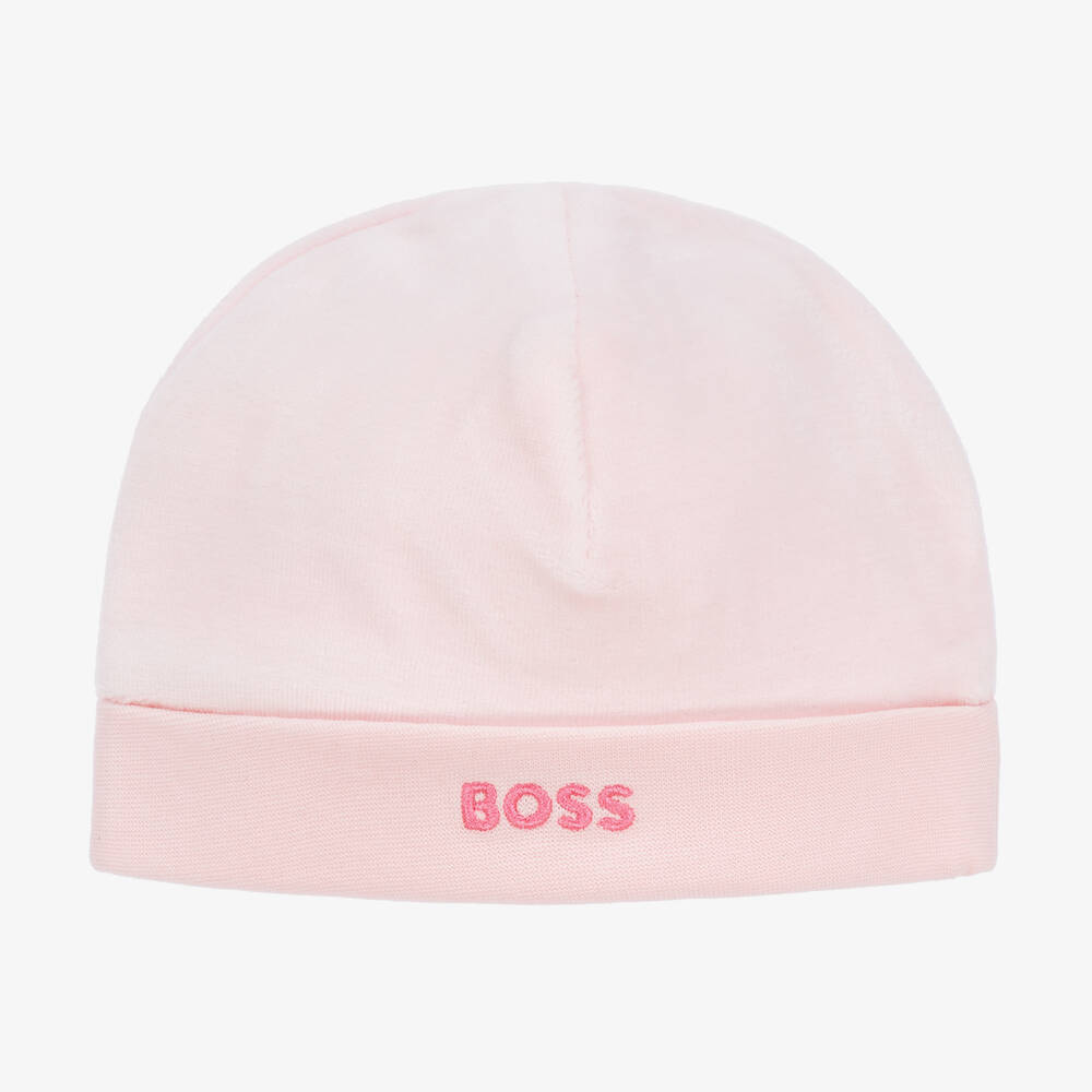 BOSS - قبعة قطيفة لون زهري للمولودات | Childrensalon