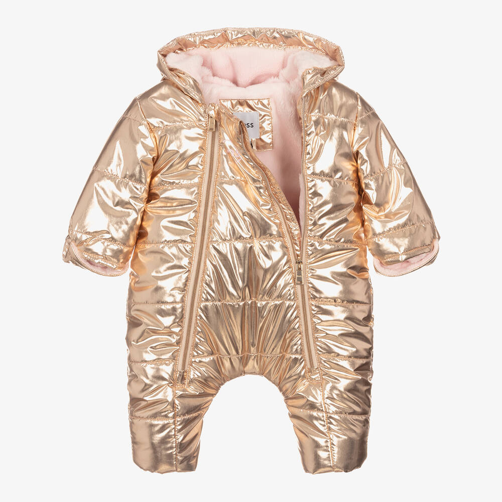 BOSS-Золотисто-розовый зимний комбинезон | Childrensalon Outlet